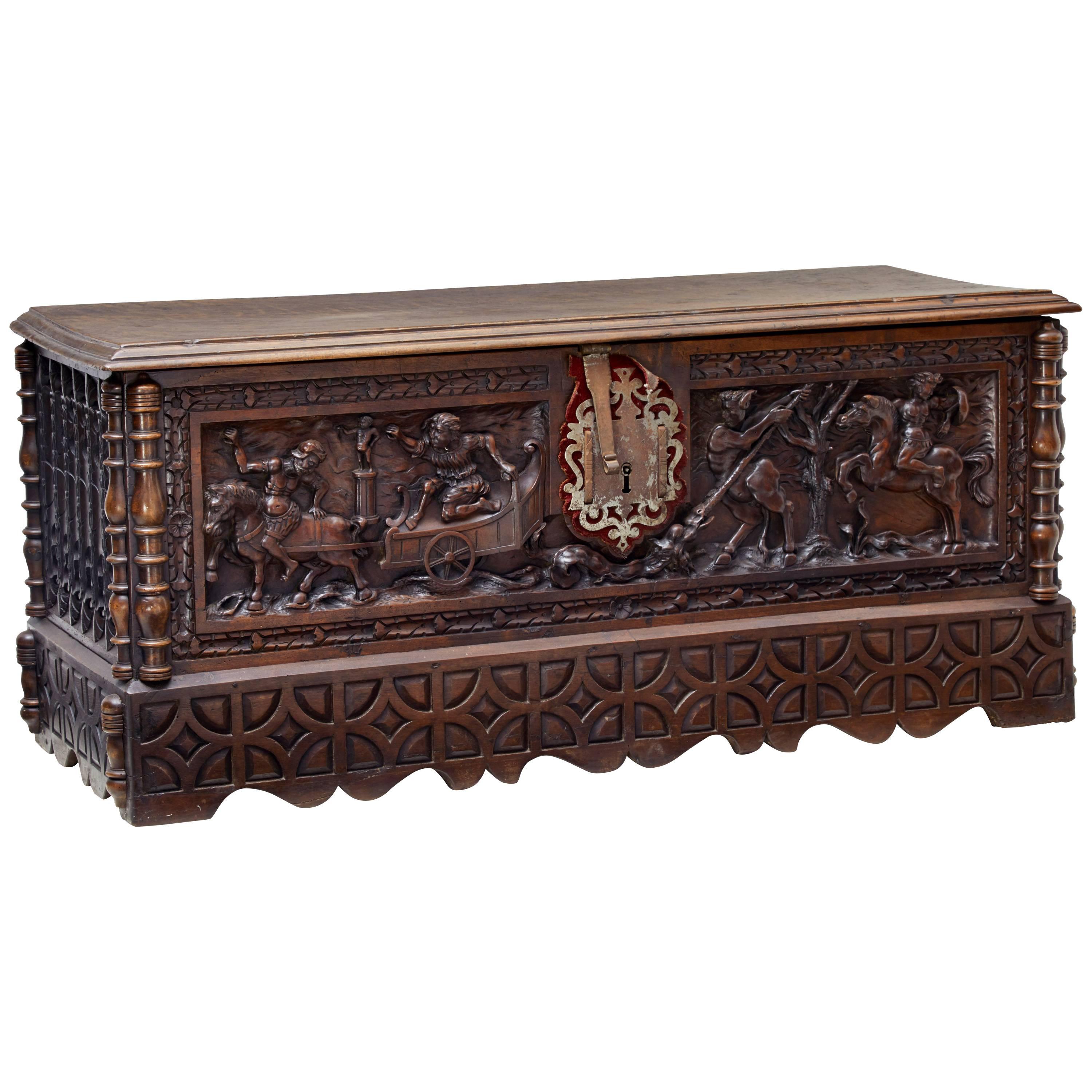 Early 19th Century Italian Carved Walnut Cassone