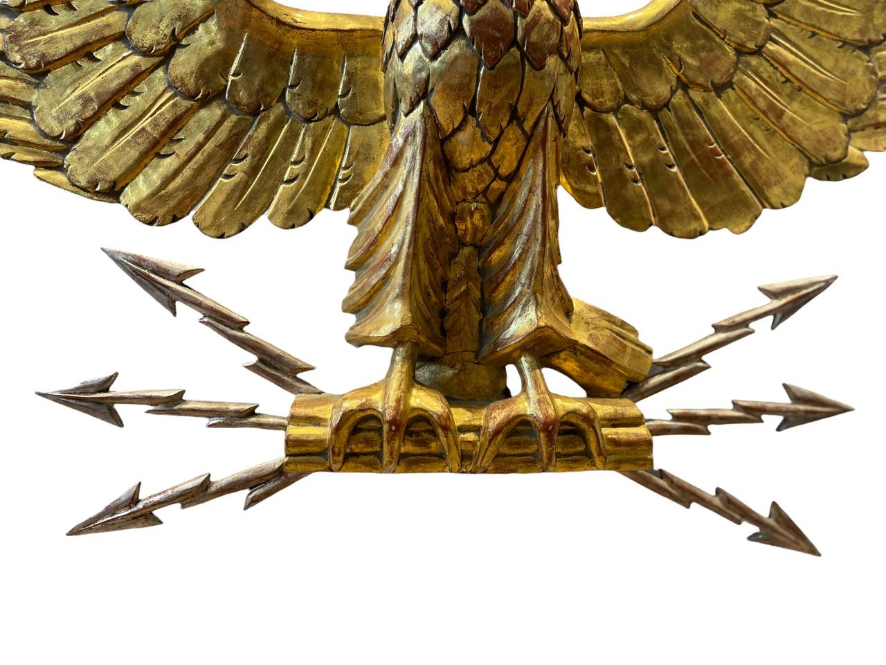 Early 19th Century Italian Carved Wood Gold Gilded Eagle For Sale 4