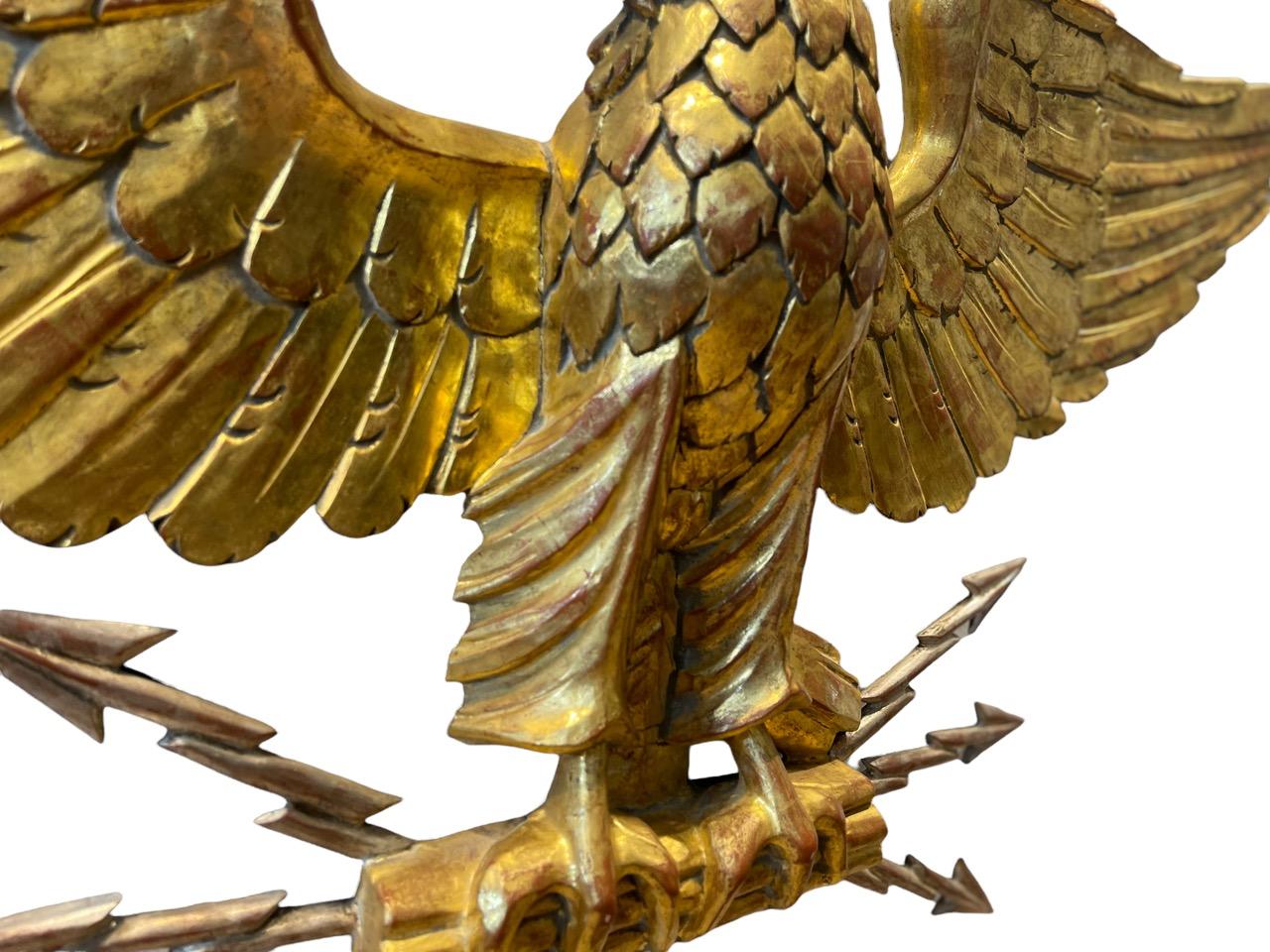 Early 19th Century Italian Carved Wood Gold Gilded Eagle For Sale 8