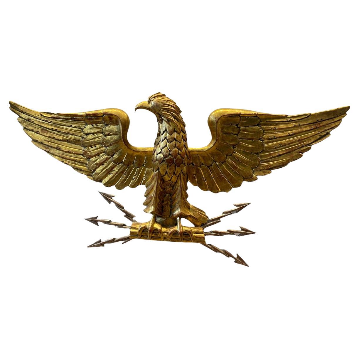 Early 19th Century Italian Carved Wood Gold Gilded Eagle For Sale