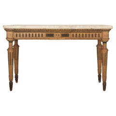 Table console italienne du début du 19e siècle avec plateau en marbre de Carrare