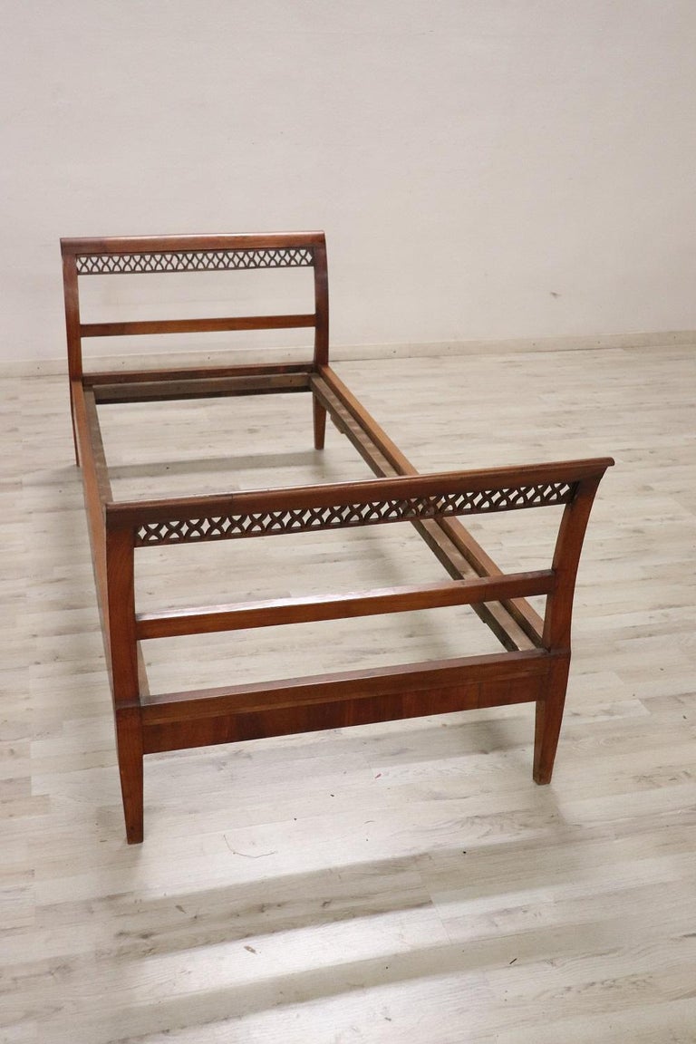 Early 19th Century Italian Directoire Cherry Wood Antique Single Bed