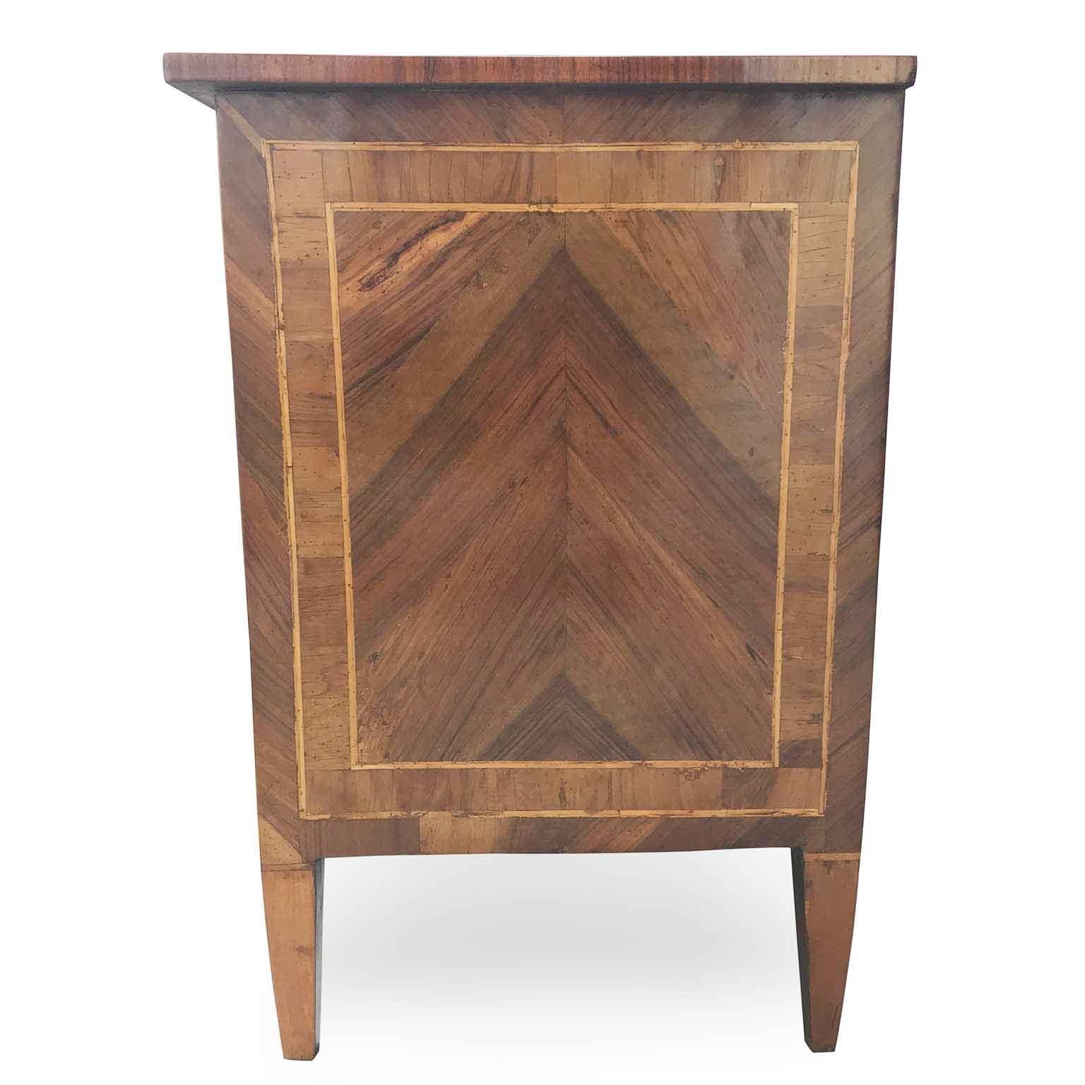 Early 19th Century Italian Directoire Chest of Drawers with Rose Marquetry 2