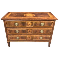 Early 19th Century Italian Directoire Chest of Drawers with Rose Marquetry