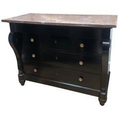 Early 19th Century Italian Ebonized Marble-Topped Commode