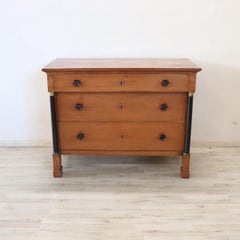 Early 19th Century Italian Empire Antique Chest of Drawers in Solid Walnut