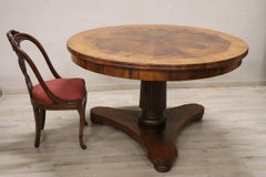 Early 19th Century Italian Empire Antique Round Table in Walnut