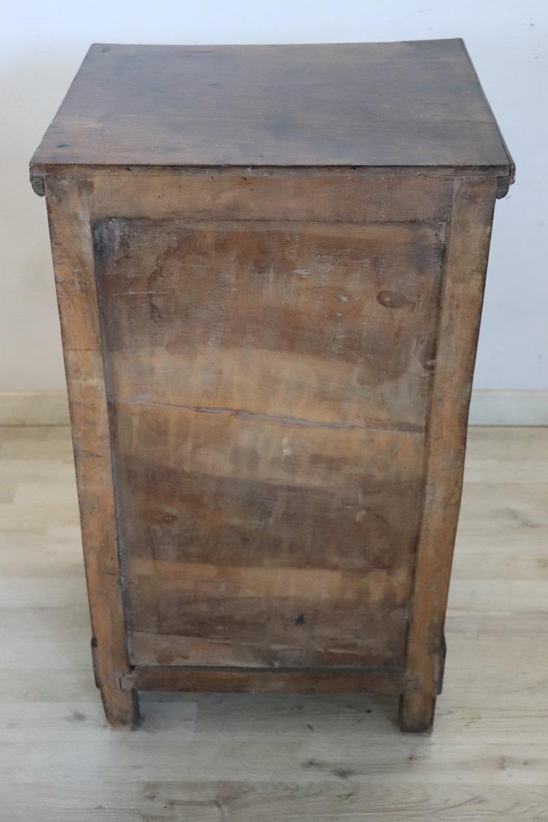 Early 19th Century Italian Empire Antique Solid Walnut Nightstand  For Sale 5