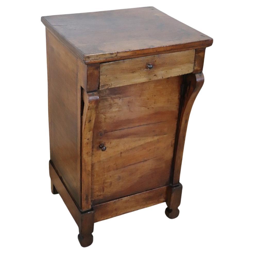 Early 19th Century Italian Empire Antique Solid Walnut Nightstand  For Sale