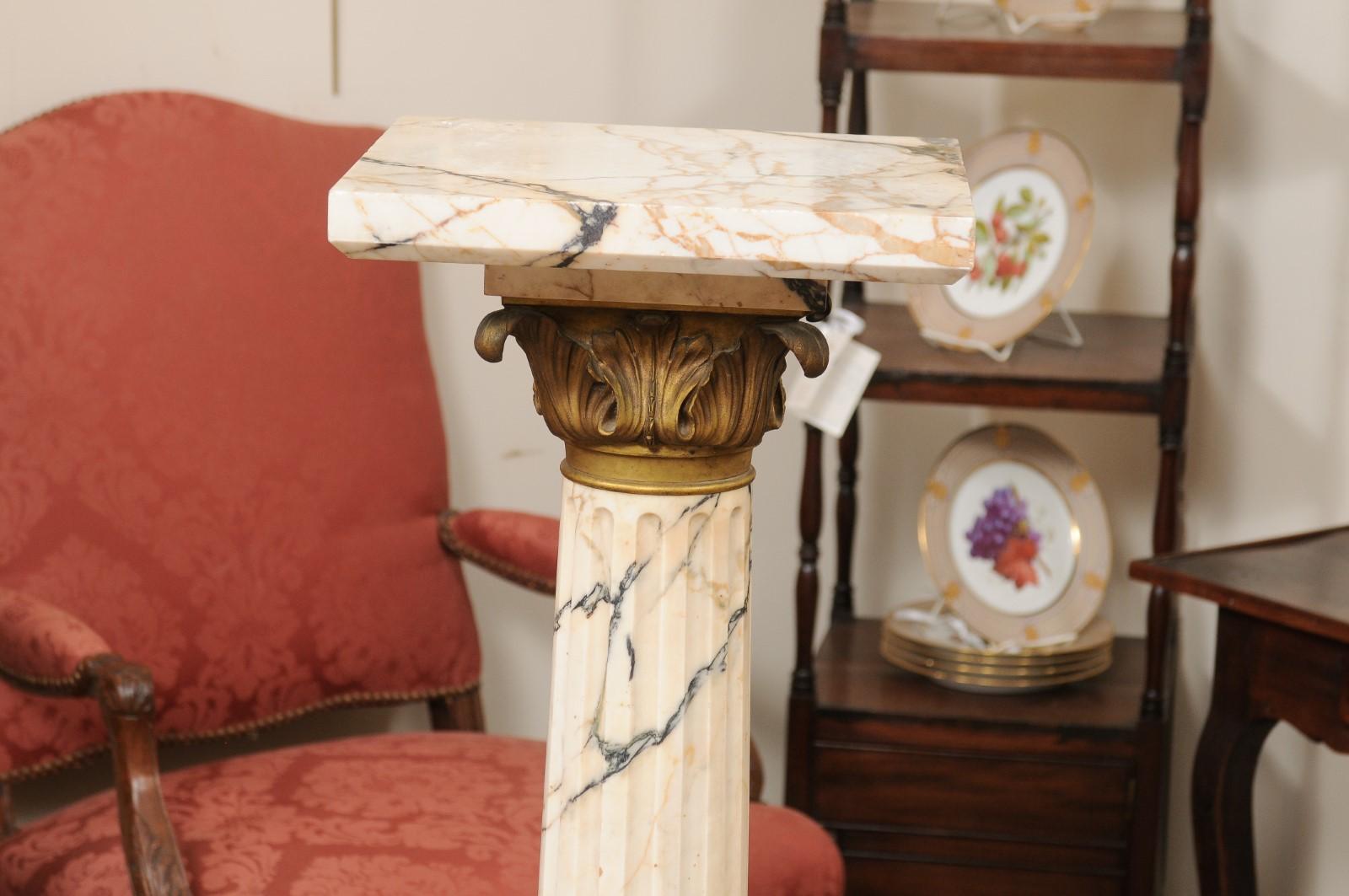 Early 19th Century Italian Empire Marble Pedestal with Gilt Bronze Detail For Sale 8