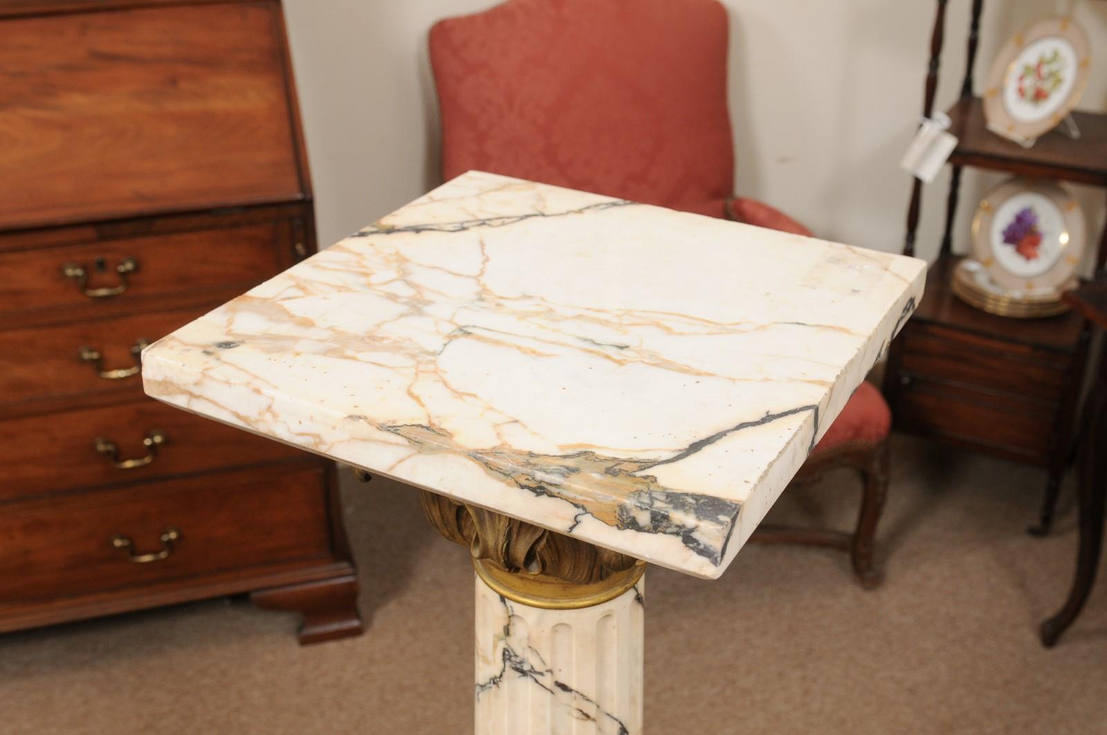 Early 19th Century Italian Empire Marble Pedestal with Gilt Bronze Detail For Sale 13