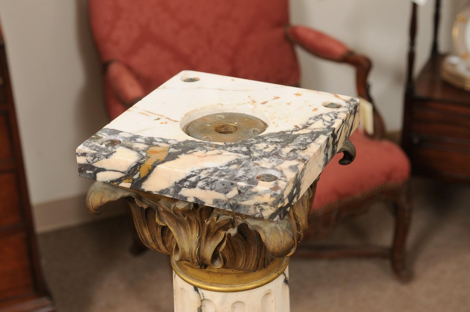 Early 19th Century Italian Empire Marble Pedestal with Gilt Bronze Detail For Sale 15