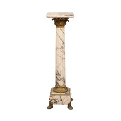 Early 19th Century Italian Empire Marble Pedestal with Gilt Bronze Detail