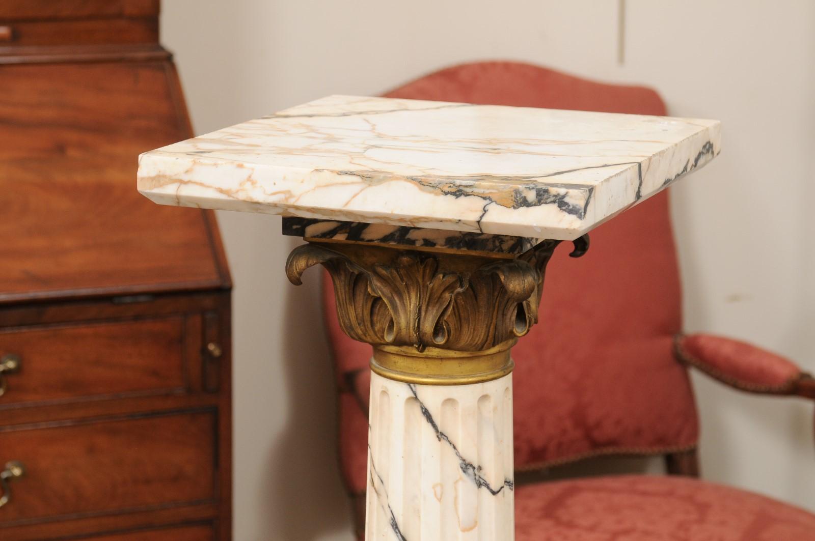 Early 19th Century Italian Empire Marble Pedestal with Gilt Bronze Detail For Sale 3