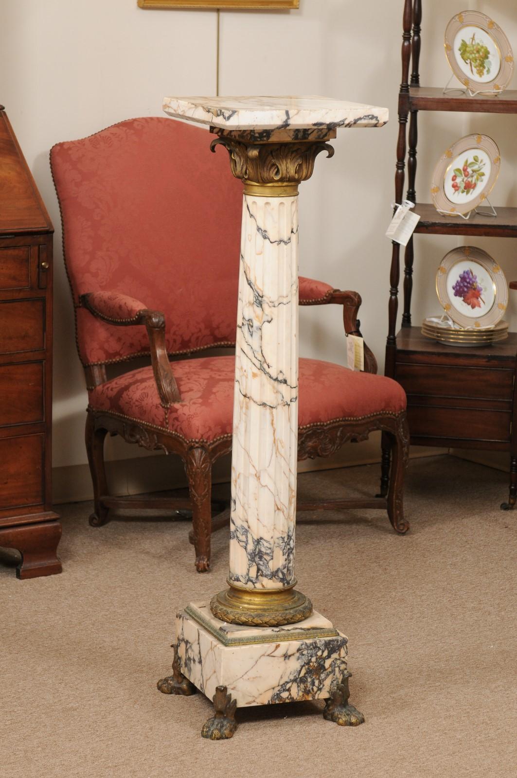 Early 19th Century Italian Empire Marble Pedestal with Gilt Bronze Detail For Sale 6