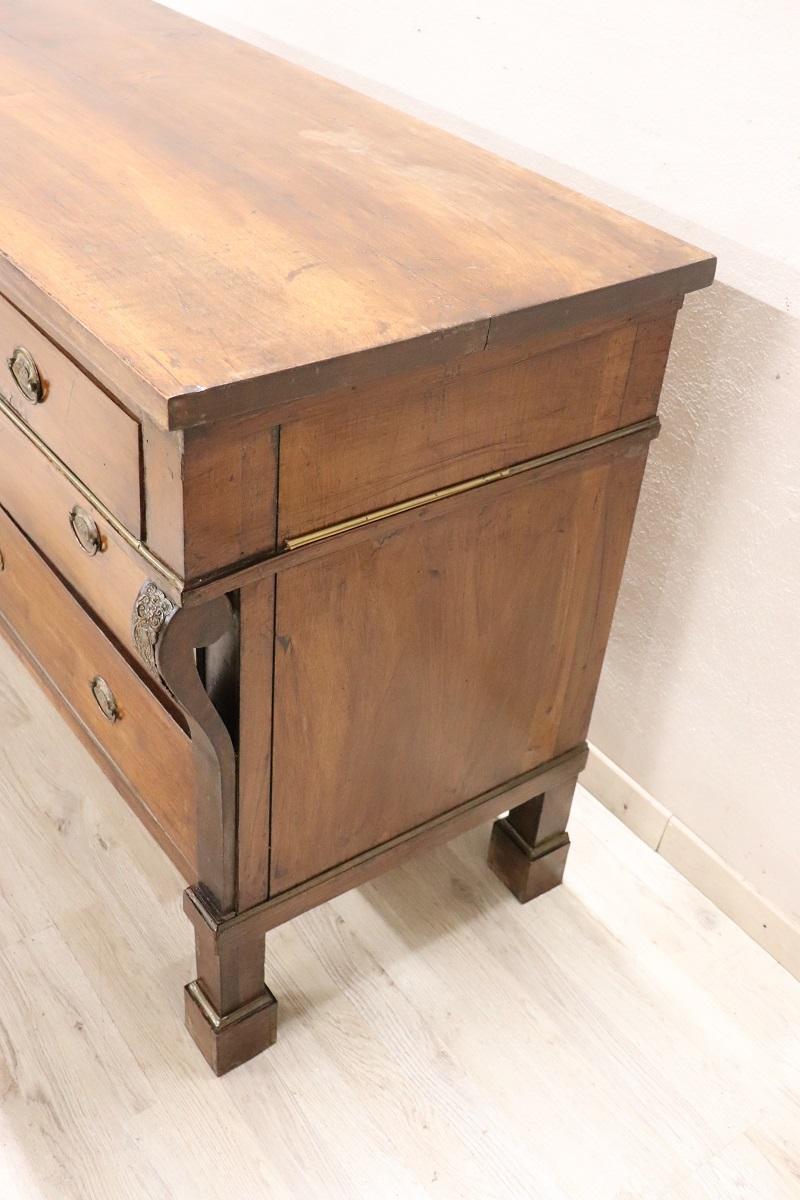Early 19th Century Italian Empire Solid Walnut Antique Chest of Drawers 4
