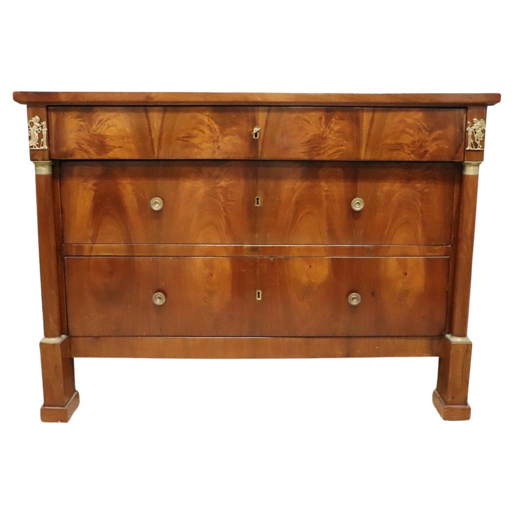Early 19th Century Italian Empire Walnut Antique Chest of Drawers with Secrets