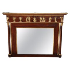 Early 19th Century Italian Empire Walnut Antique Wall Mirror