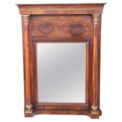 Early 19th Century Italian Empire Walnut Antique Wall Mirror