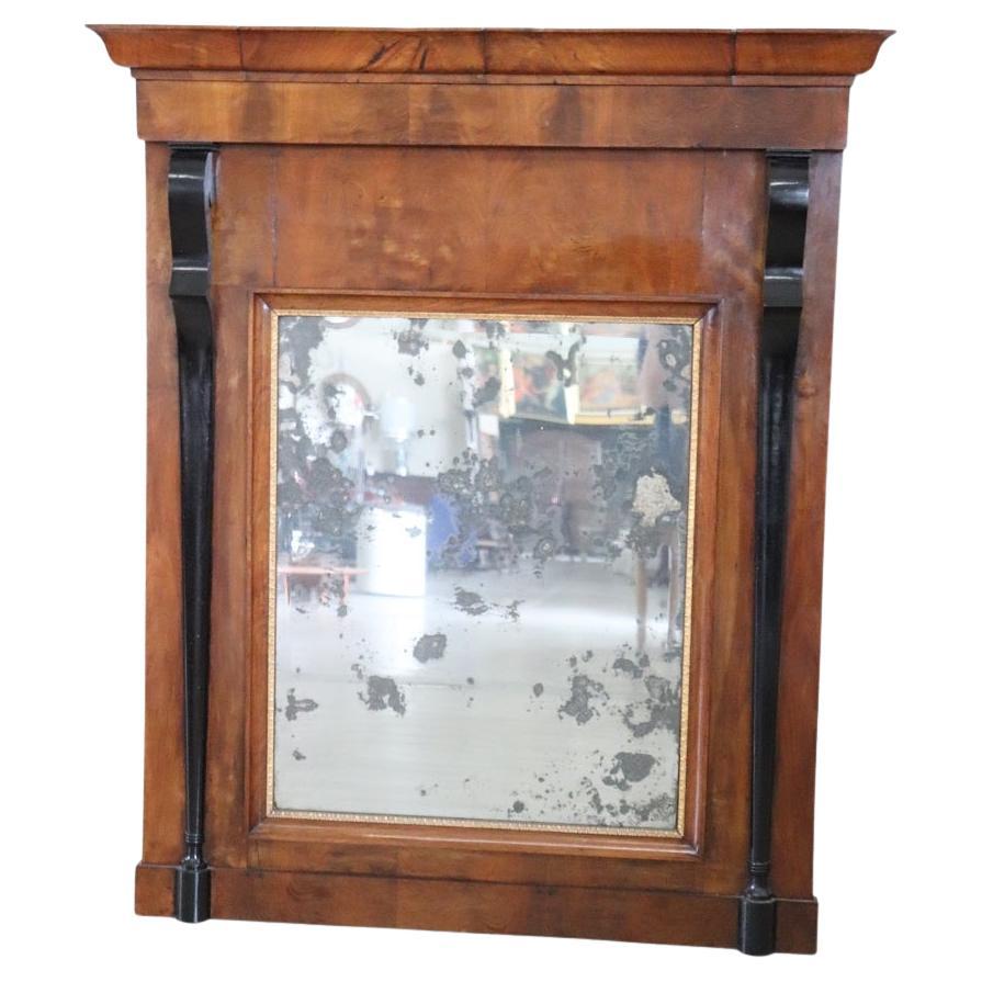 Early 19th Century Italian Empire Walnut Antique Wall Mirror