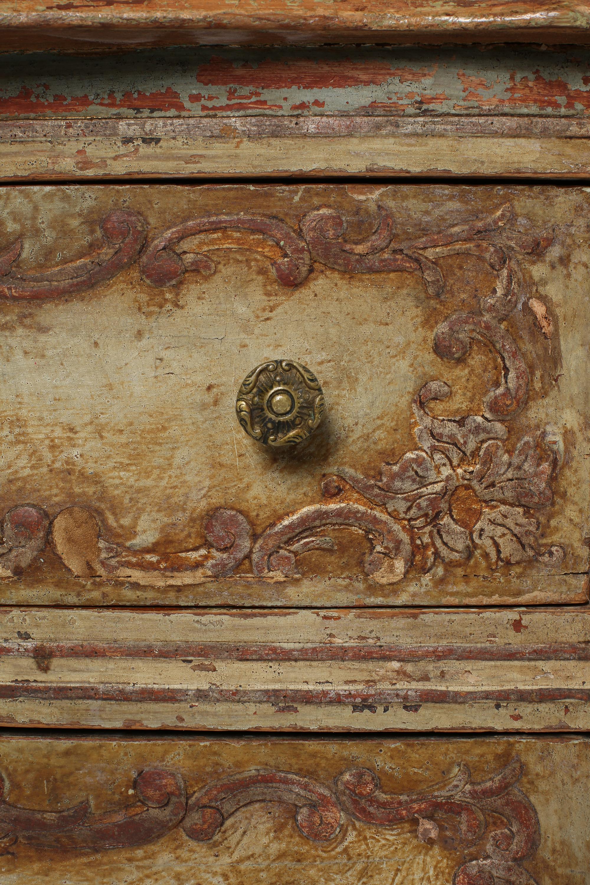 Early 19th Century Italian Florentine Painted Side Table Chest Bedside For Sale 10