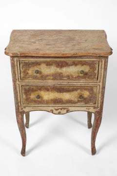 Early 19th Century Italian Florentine Painted Side Table Chest Bedside