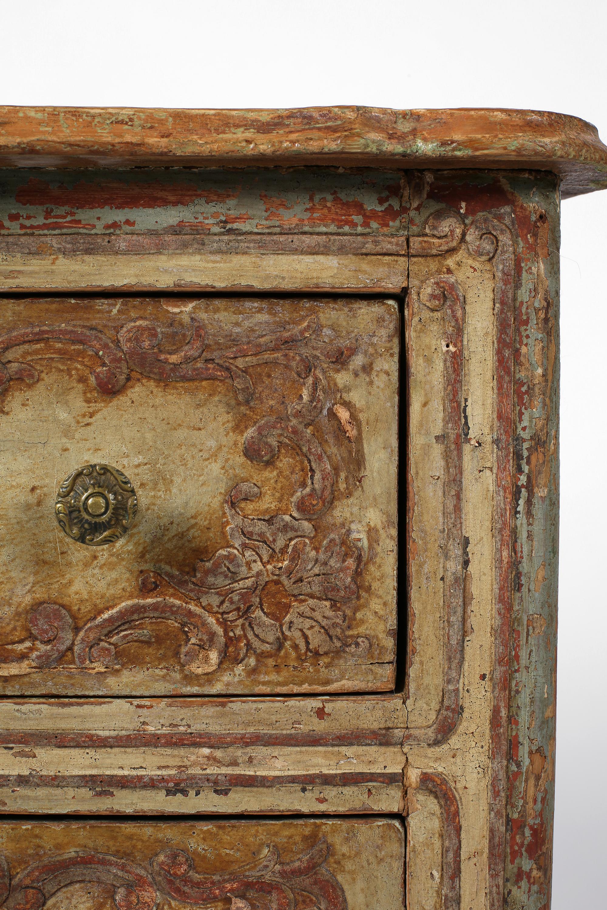 Early 19th Century Italian Florentine Painted Side Table Chest Bedside For Sale 2