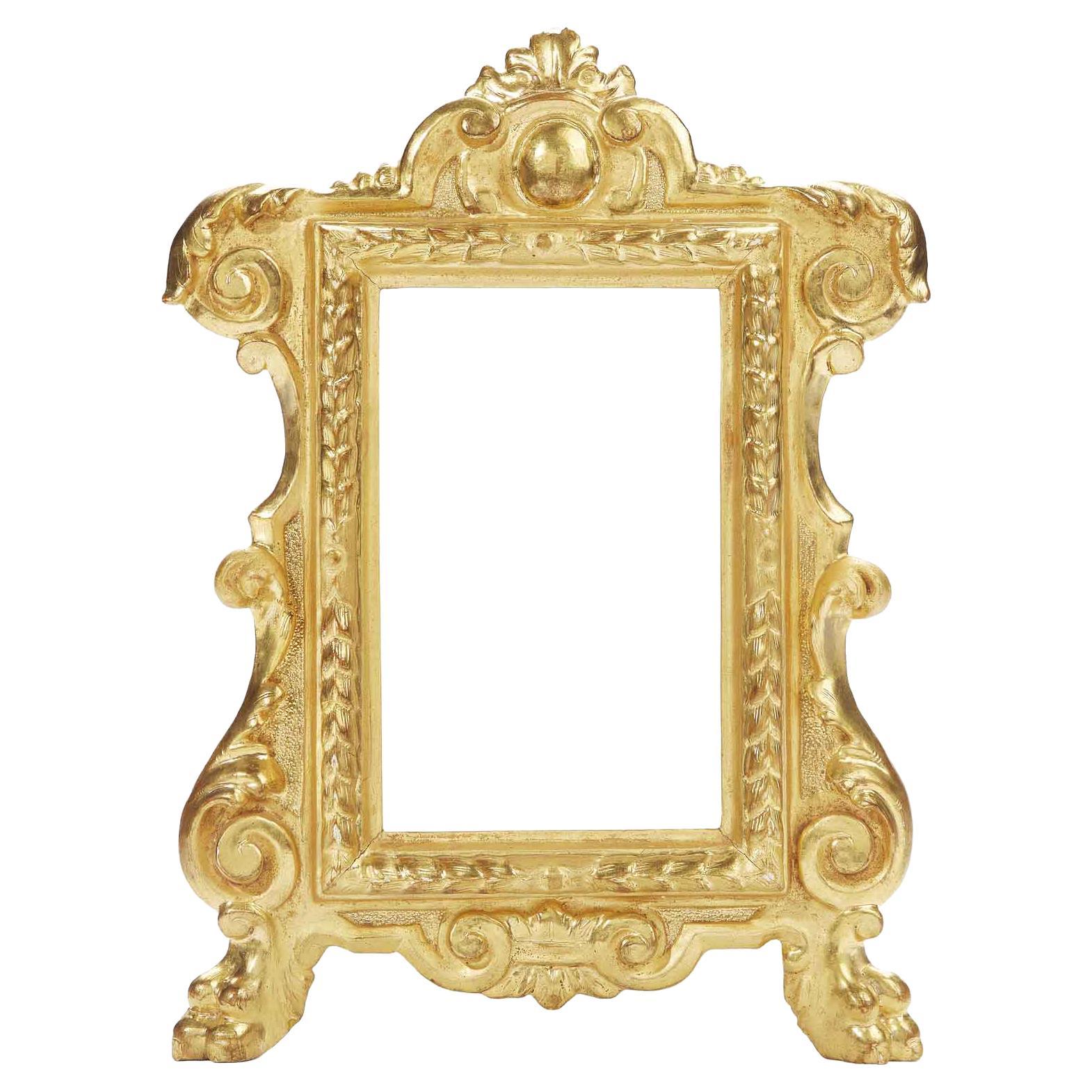18th Century Italian Pair of Gilt Frames Small Louis XV Carved Mirrors