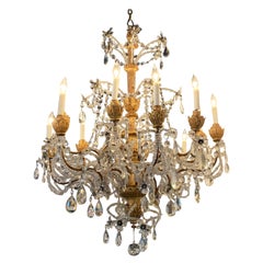 Early 19th Century Italian Giltwood and Beaded Chandelier