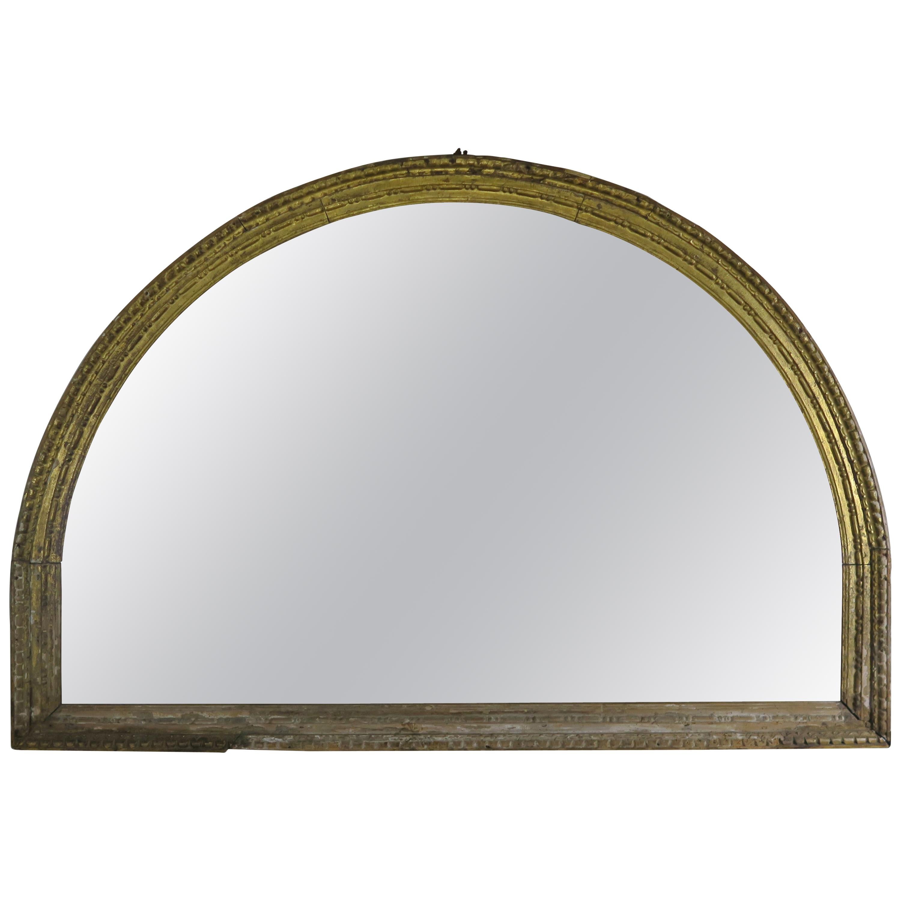 Early 19th Century Italian Giltwood Carved Arched Mirror