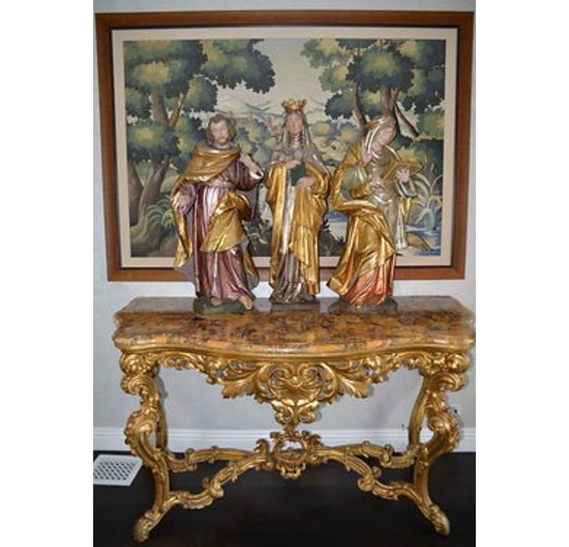 Neoclassical Early 19th Century Italian Giltwood Marble Top Console For Sale