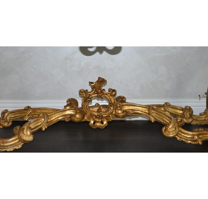 Carved Early 19th Century Italian Giltwood Marble Top Console For Sale