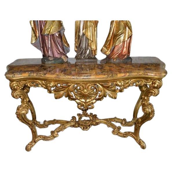 Early 19th Century Italian Giltwood Marble Top Console For Sale