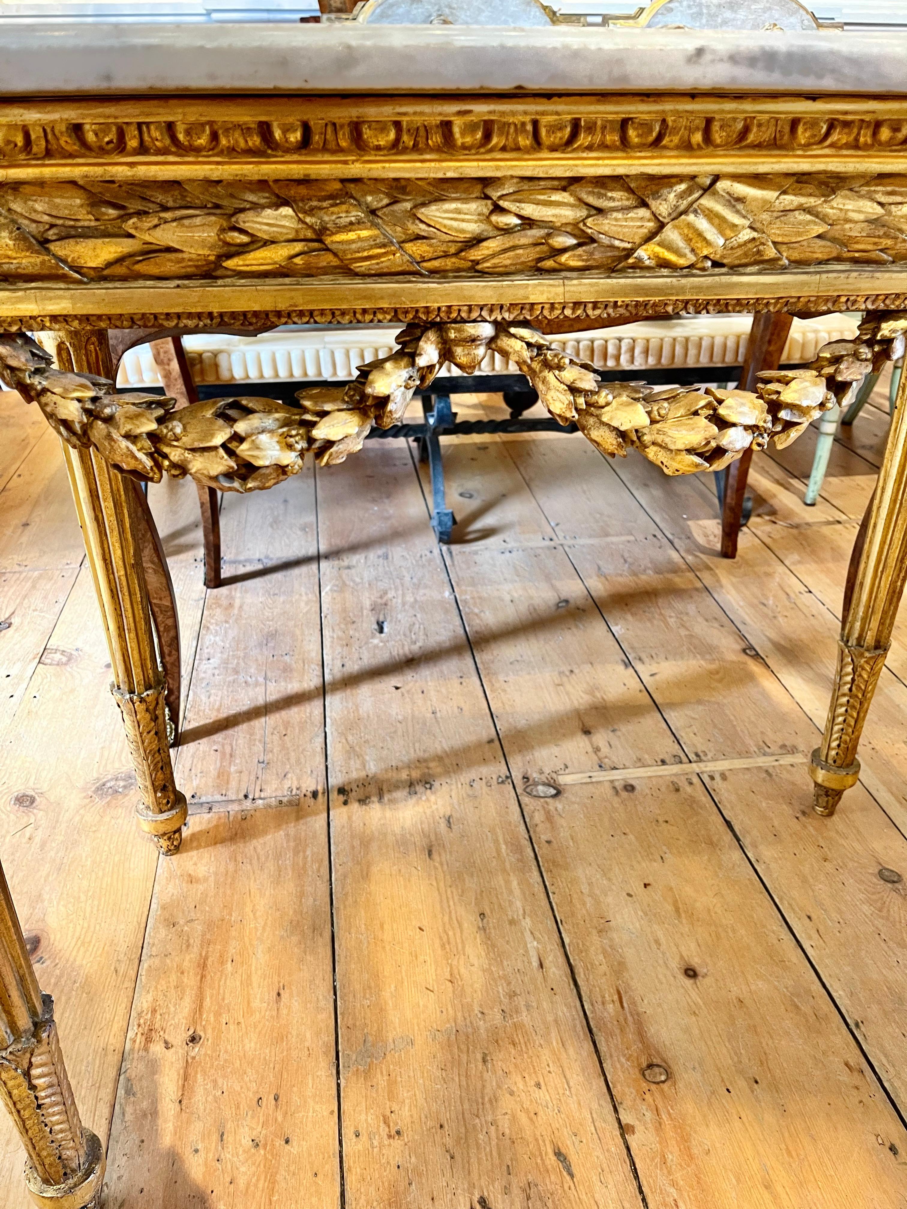 Early 19th Century Italian Giltwood Marble Top Console Table For Sale 2
