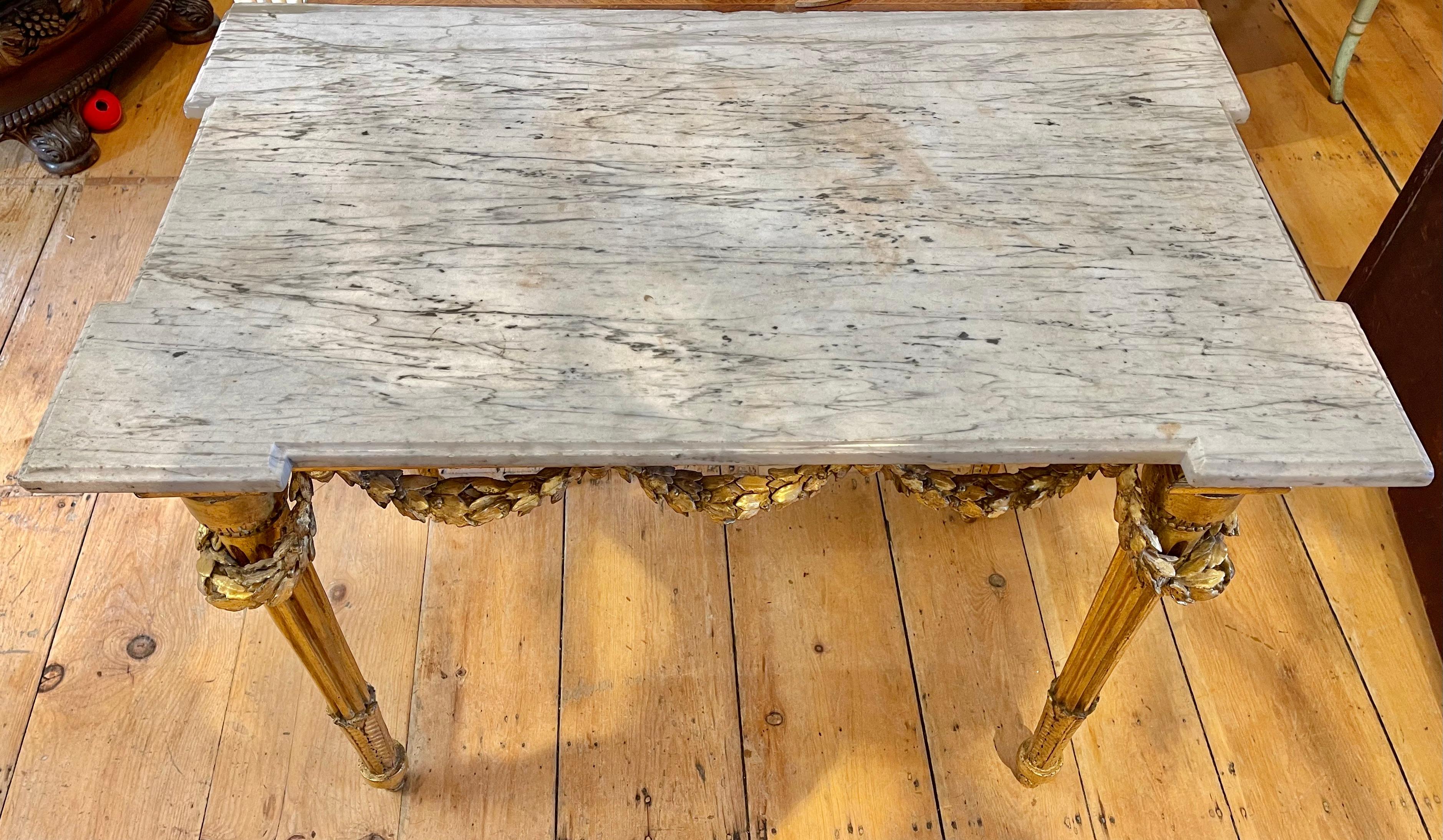Early 19th Century Italian Giltwood Marble Top Console Table For Sale 4
