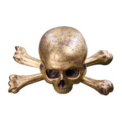 Early 19th Century Italian Giltwood Skull & Crossbones Memento Mori