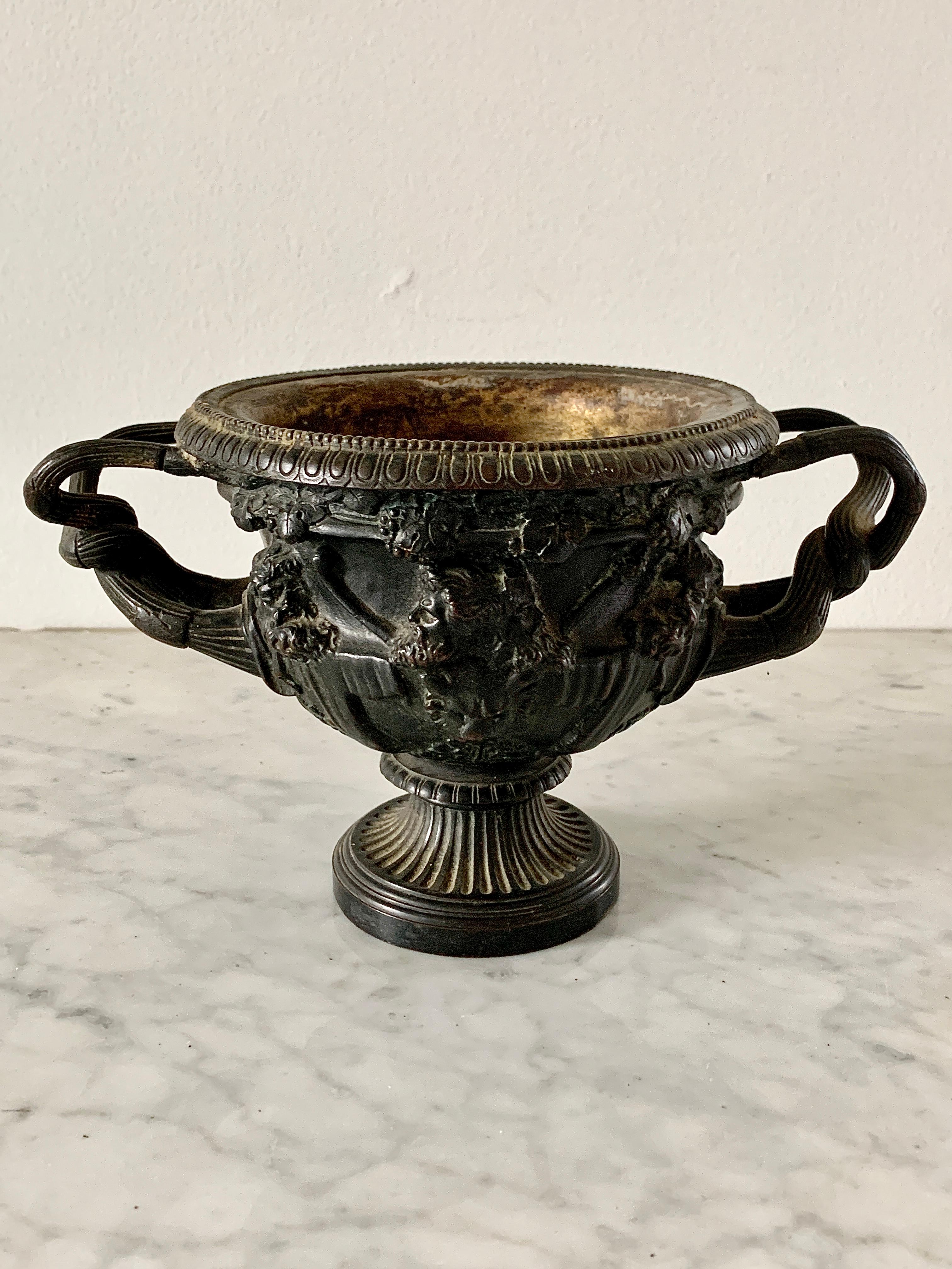 Early 19th Century Italian Grand Tour Classical Patinated Bronze Warwick Vase 1