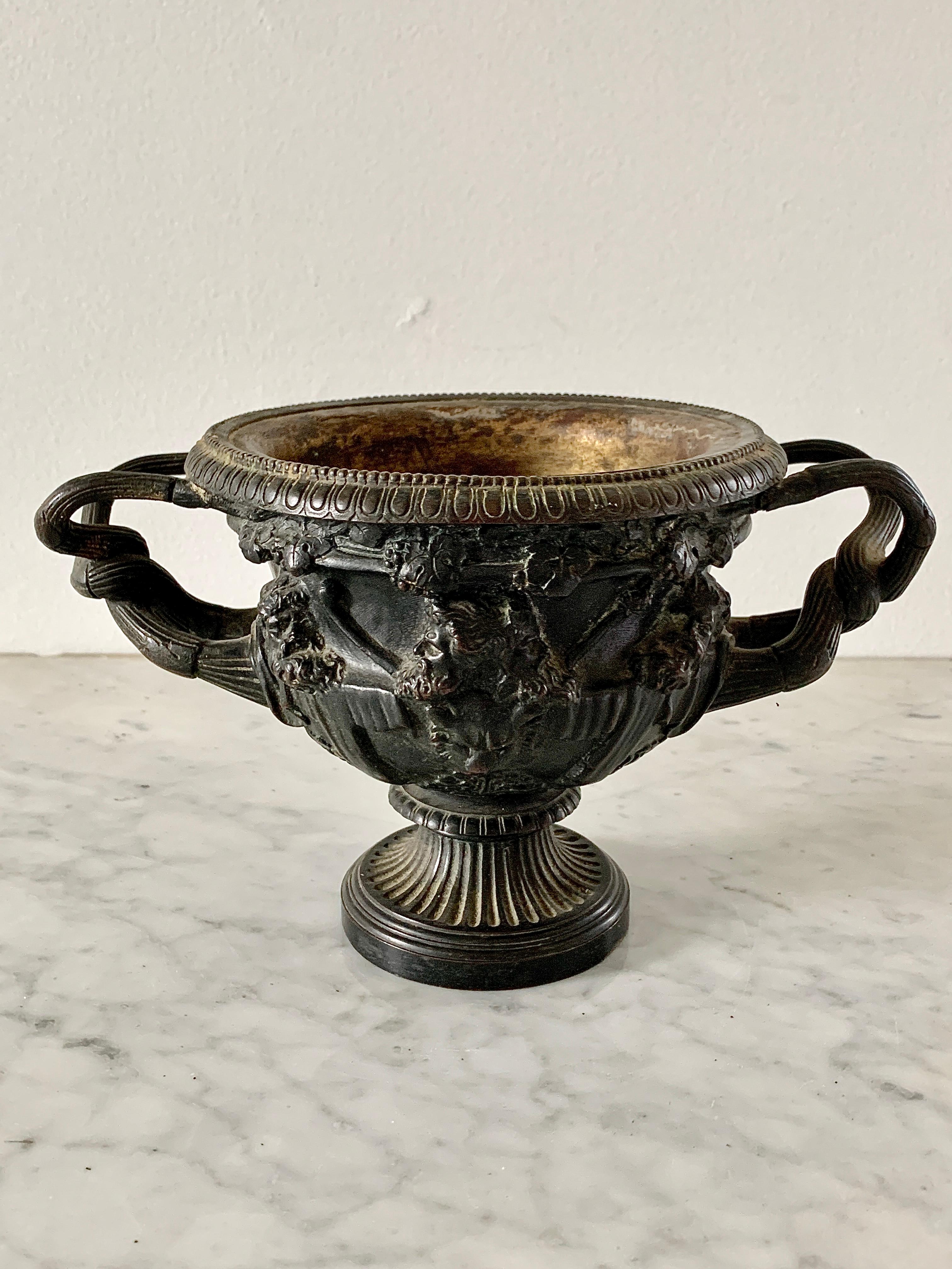 Early 19th Century Italian Grand Tour Classical Patinated Bronze Warwick Vase 2