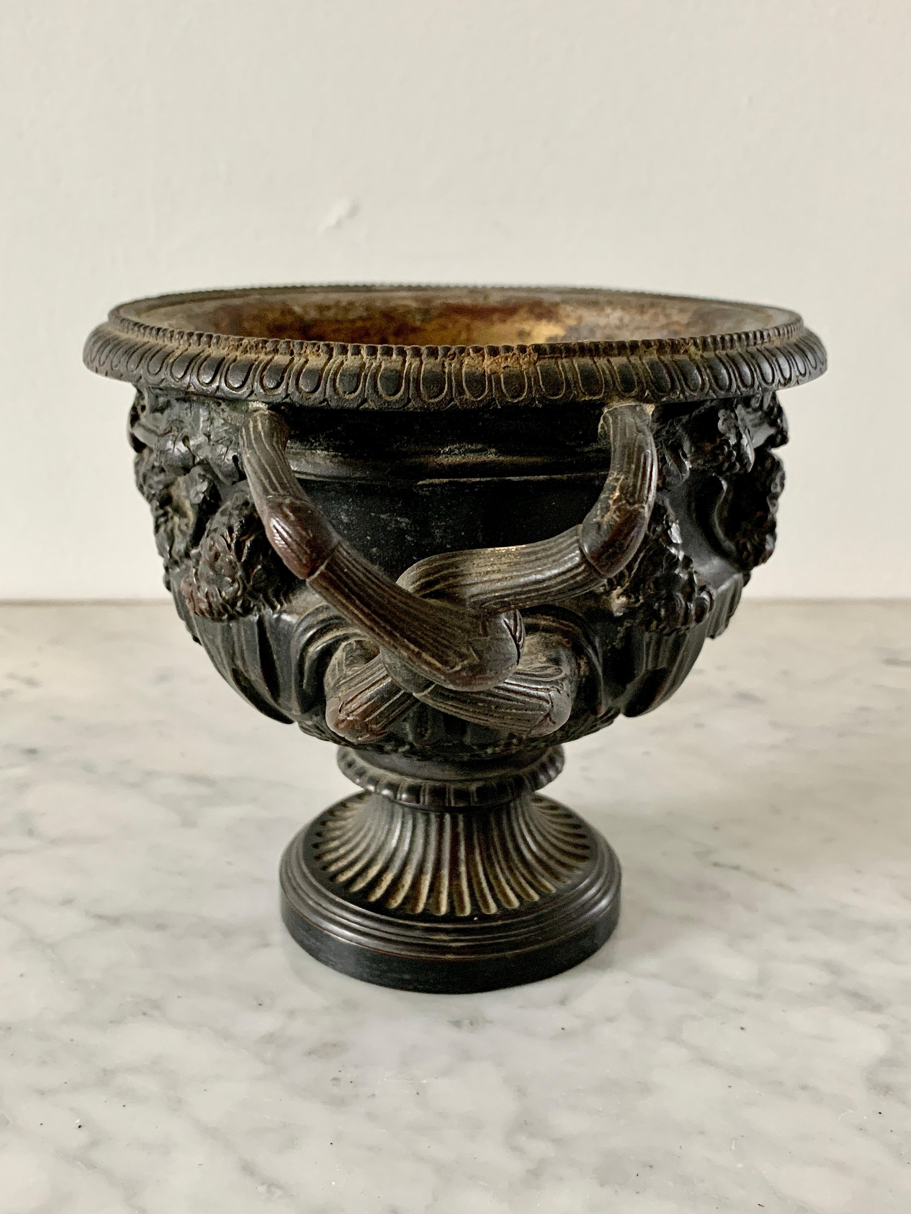 Early 19th Century Italian Grand Tour Classical Patinated Bronze Warwick Vase 5