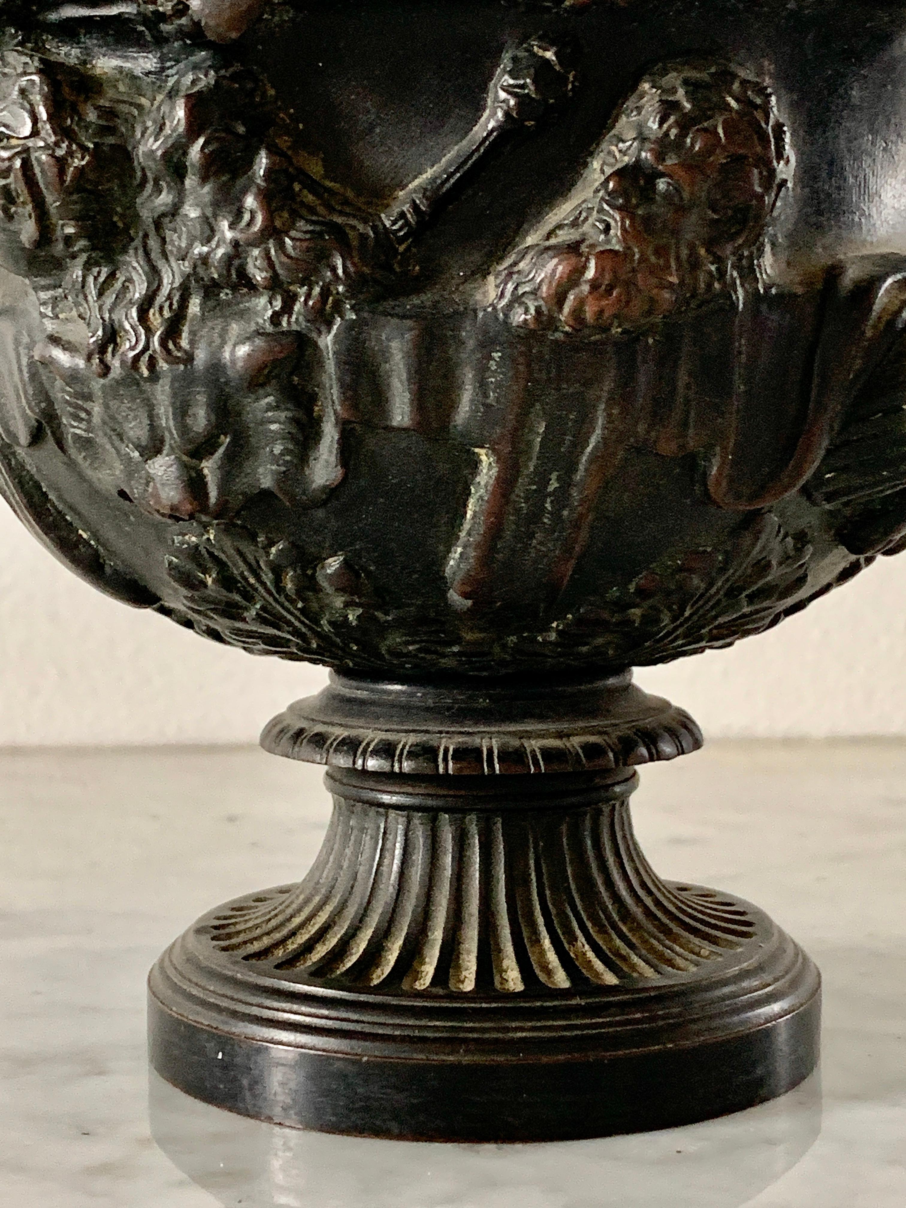 Early 19th Century Italian Grand Tour Classical Patinated Bronze Warwick Vase 6