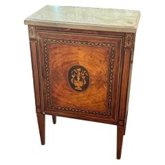Early 19th Century Italian Inlaid Walnut Marble Top Side Table