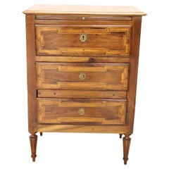 Antique Early 19th Century Italian Louis XVI Style Inlaid Walnut Small Chest of Drawers