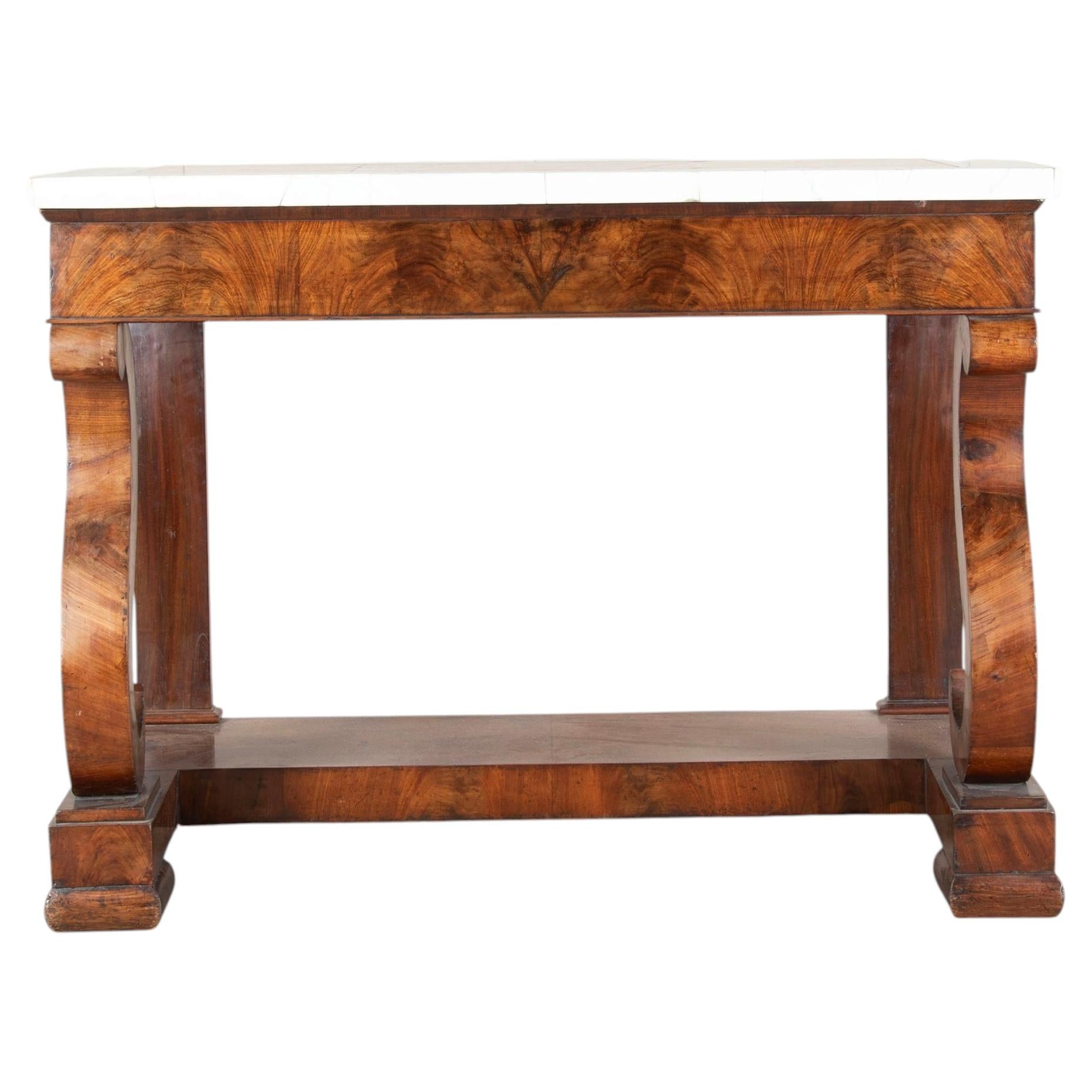 Early 19th Century Italian Mahogany and Marble Top Console