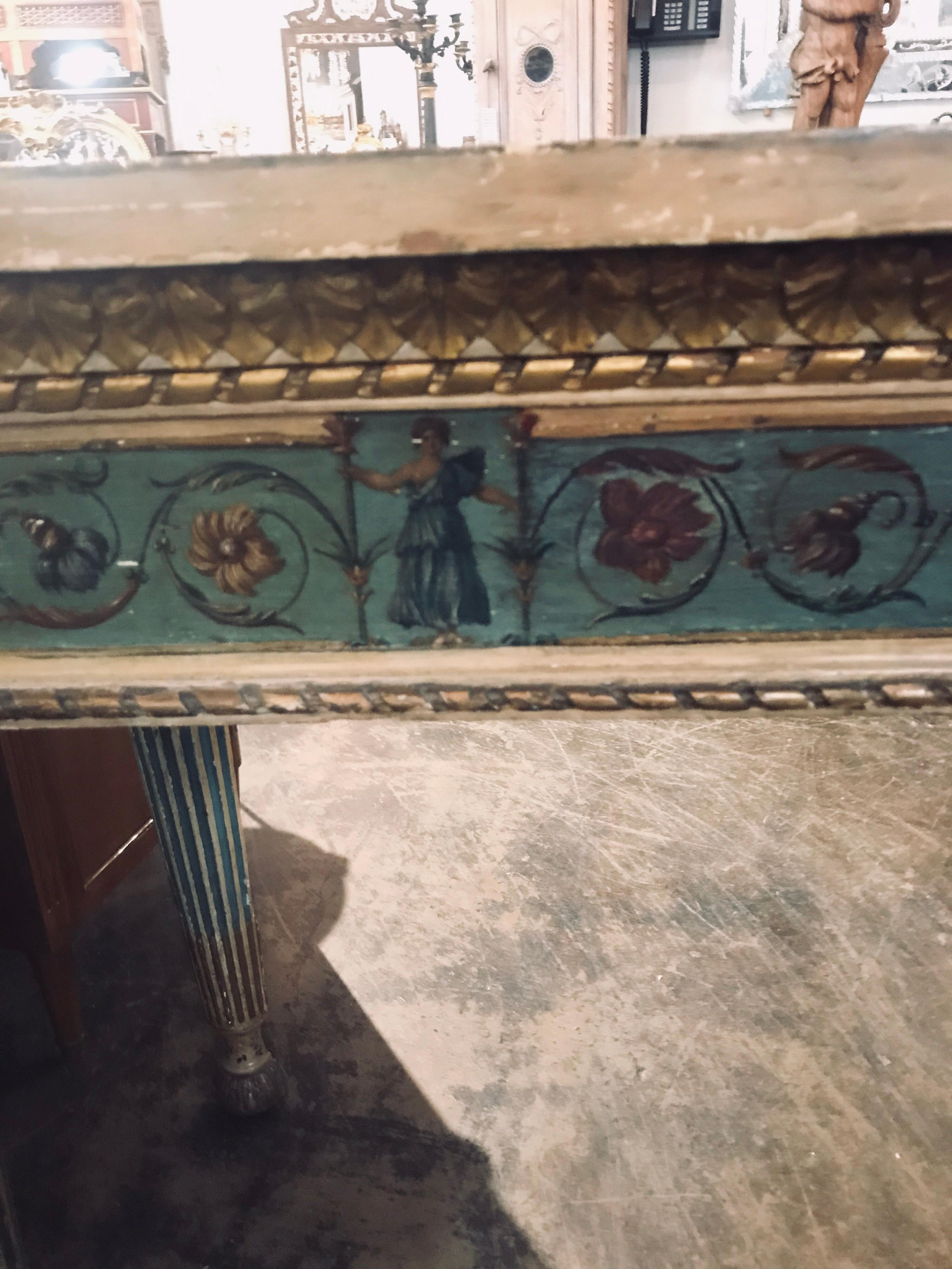 Early 19th Century Italian Neoclassical Painted Console In Good Condition In Dallas, TX