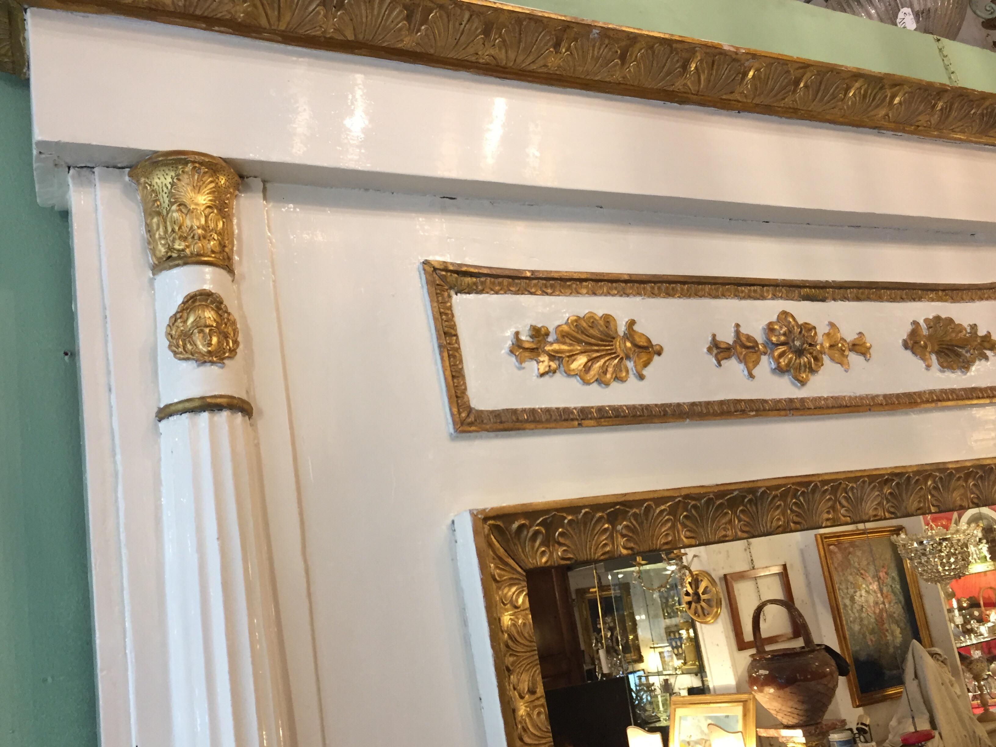 Early 19th Century Italian Neoclassical Mirror Ivory and Giltwood Overmantel  6