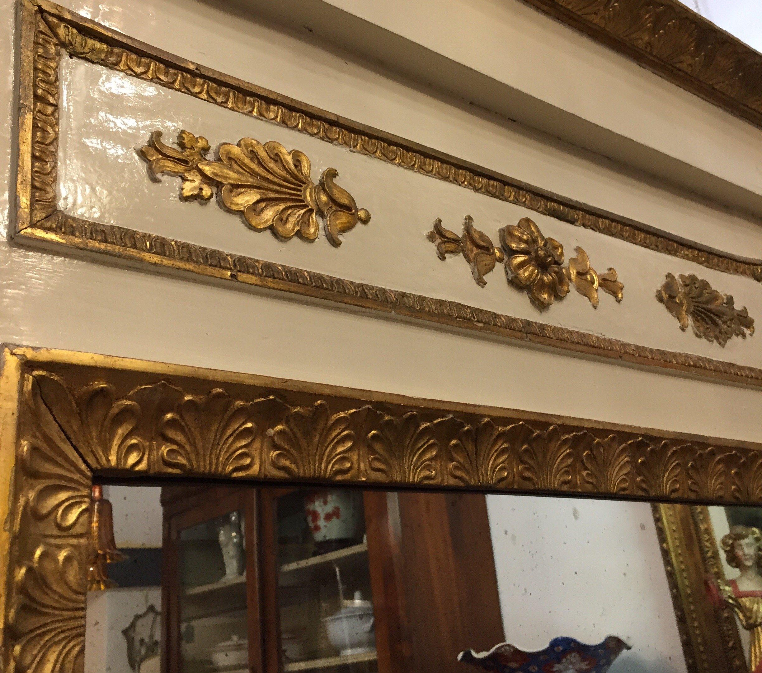 Early 19th Century Italian Neoclassical Mirror Ivory and Giltwood Overmantel  3