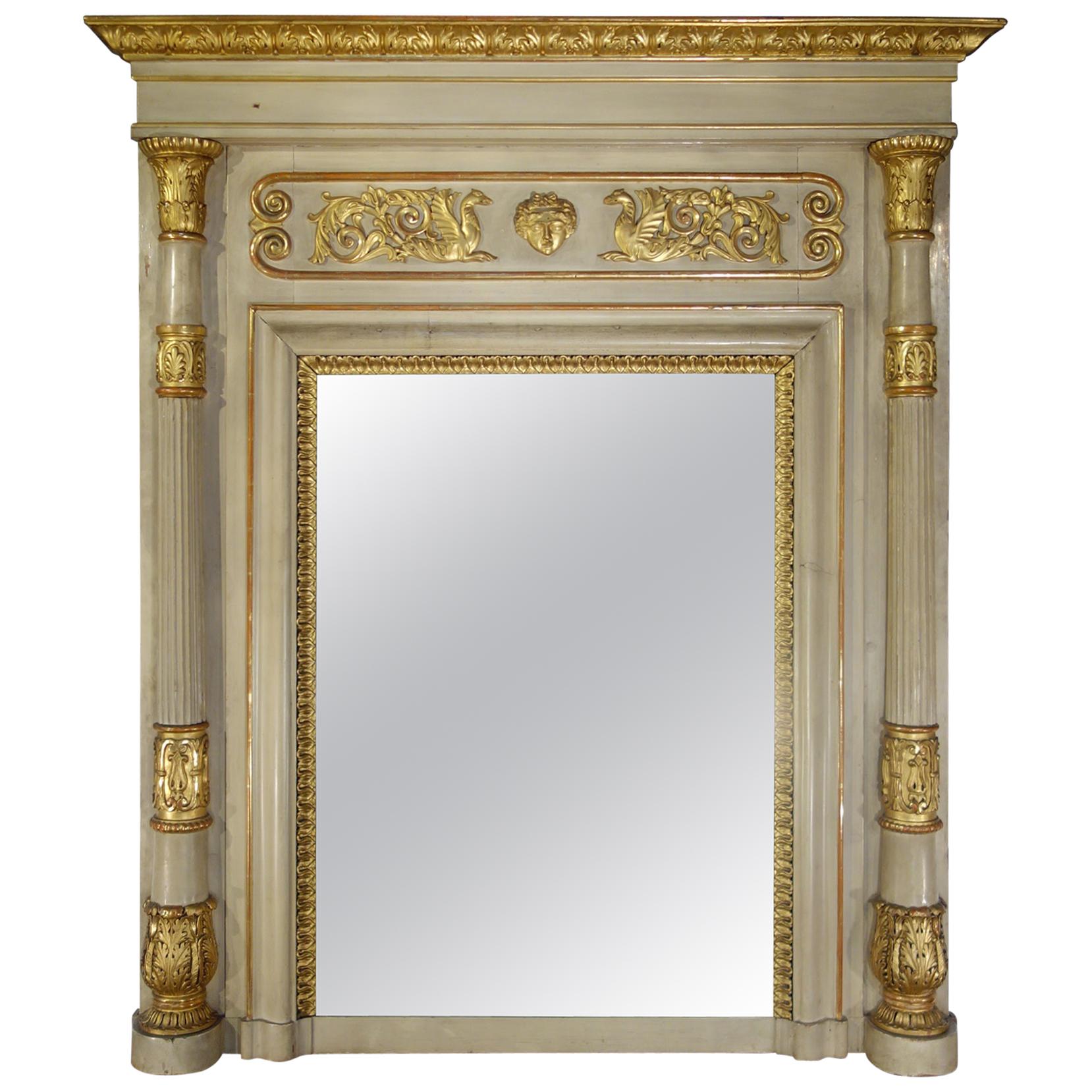 Early 19th Century Italian Neoclassical Style Giltwood Trumeau Mirror Ca 1820