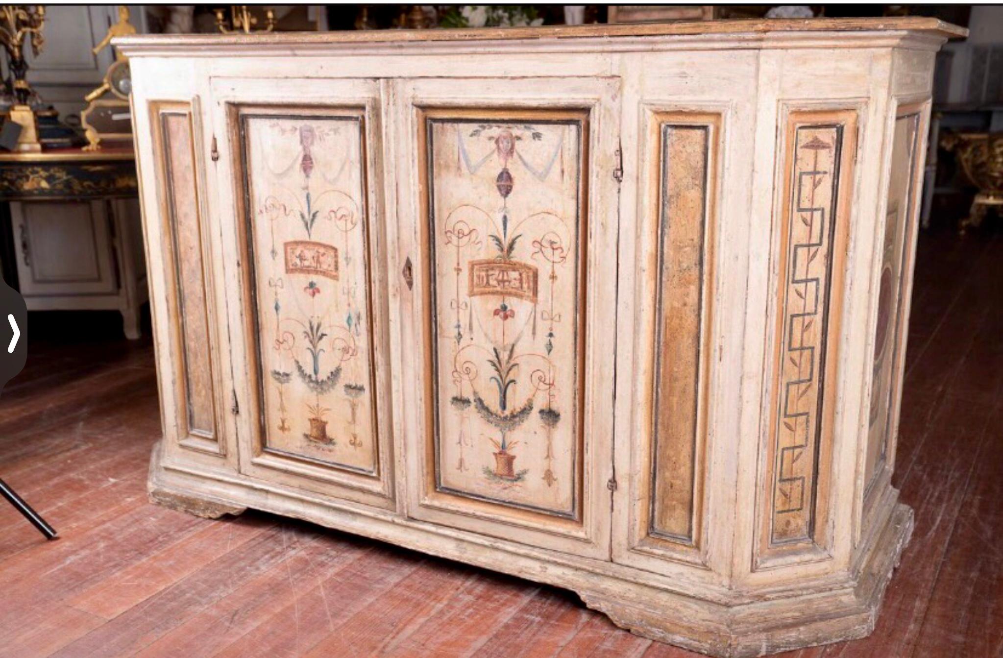 Wood Early 19th Century Italian Painted Buffet For Sale