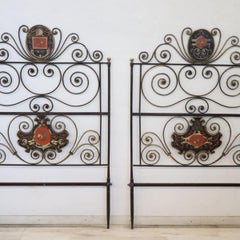 Early 19th Century Italian Pair of Antique Headboards in Wrought Iron