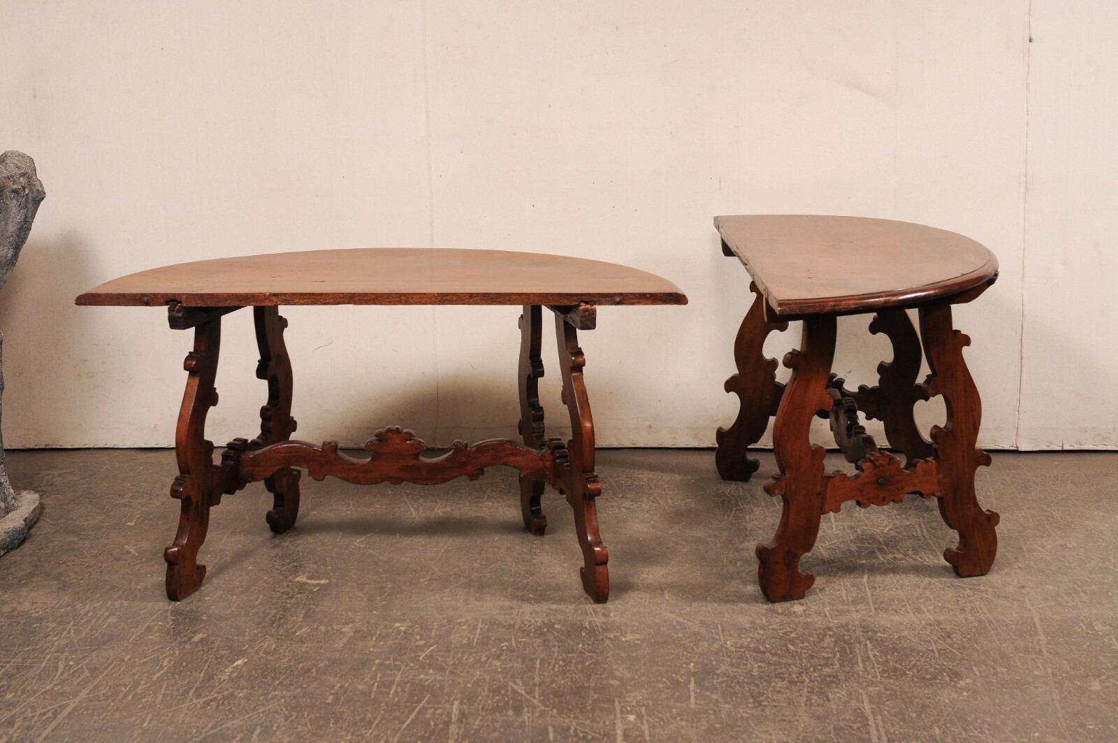 Early 19th Century Italian Pair of Demi Lunes- Great Legs! In Good Condition For Sale In Atlanta, GA